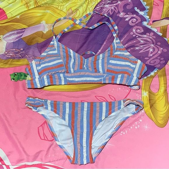 Jessica Simpson Women's Striped Swimsuit (Top and Bottom) size S - Picture 1 of 6